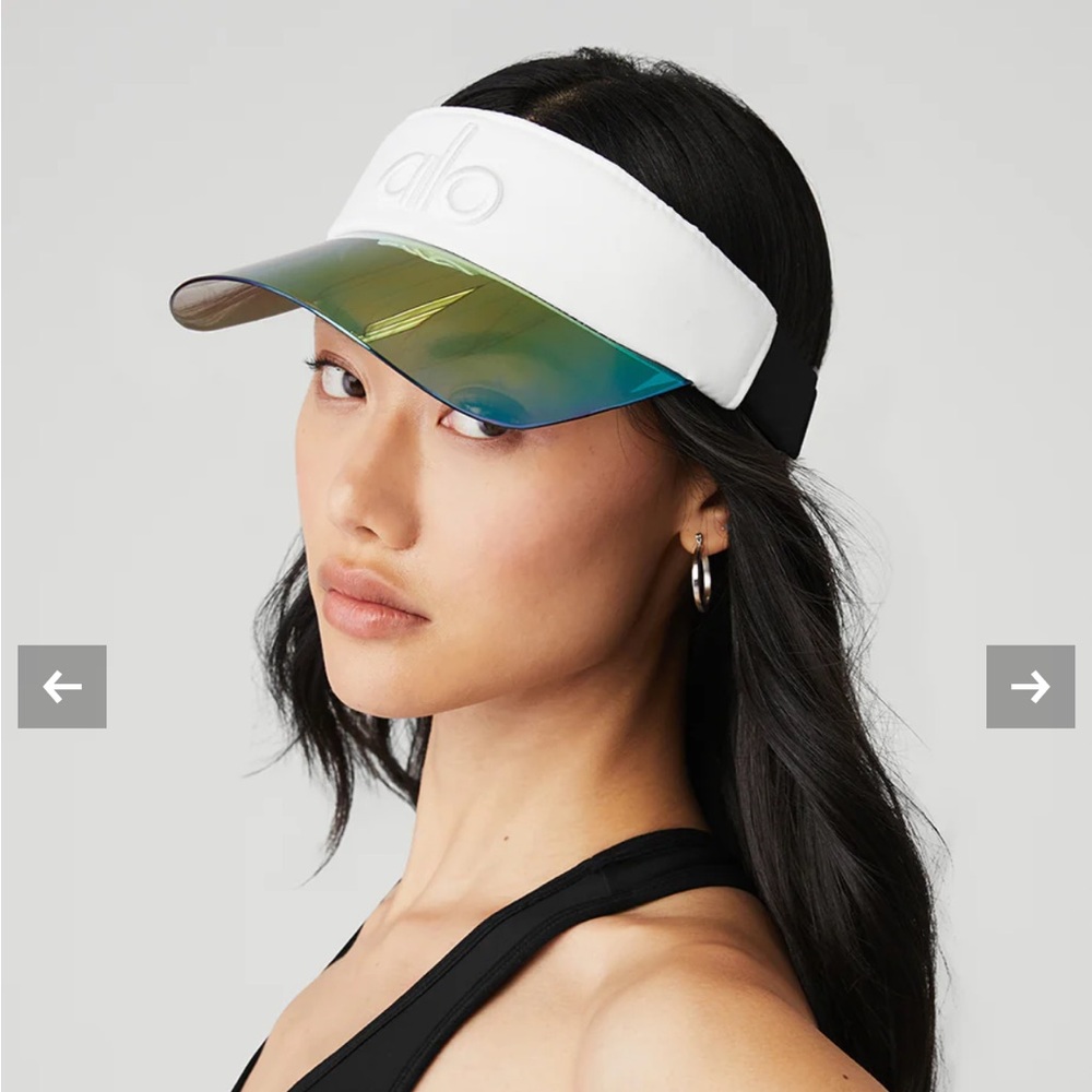 ALO Yoga White and Blue Reflective Visor